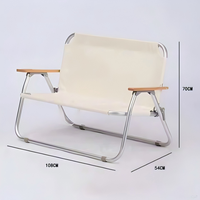 Chaise de camping double spacieuse avec cadre en acier haute teneur en carbone et tissu Oxford, siège pliant portable pour extérieur, plage et patio