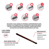 LJ-99 10 embouts de tournevis cruciformes double extrémité 110 mm, revêtement cuivre rouge, acier S2 PH2, tige hexagonale, étui télescopique, DIY OEM