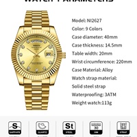 Reloj Deportivo de Lujo de Cuarzo de Acero Inoxidable Original de la Marca NI2627 para Hombre con Esfera de Agujas y Visualización de Fecha Luminosa