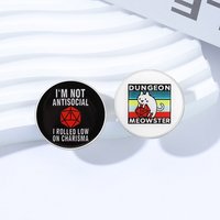 Je ne suis pas antisocial, j'ai un faible score de Caractère - Broches en émail, Badges de revers, Bijoux et Cadeaux sur le thème du jeu de dés Cosplay Dungeon Meowster Cat