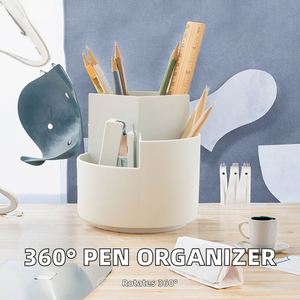 OEM/ODM 360 °   Organizador Giratorio Redondo de Plástico para Escritorio, Portalápices y Almacenamiento de Papelería para Estudiantes - Product Image 3