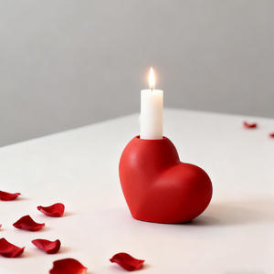 Modern Red Heart-Shape <b>Ceramic</b> Candle Holder Wedding Decoration Valentine's Day Gift Handmade Craft <b>Ornament</b> Candle Stand - Product Image 2