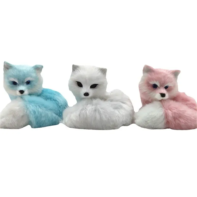 Simulated Cute Little Fox Toy Colorful Furry Fox Ornaments Christmas Novelty Gifts