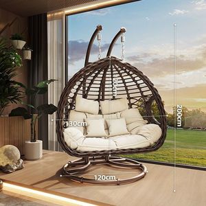 Sillón Colgante de Mimbre Romántico Moderno Minimalista 2026, Hamaca Columpio <span class=keywords><strong>para</strong></span> Balcón, Exterior, Interior, Cama Perezosa <span class=keywords><strong>para</strong></span> Adultos, 2 Plazas - Product Image 4