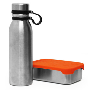 Metal water bottle stainless steel bento lunch box thermos drink bottle set