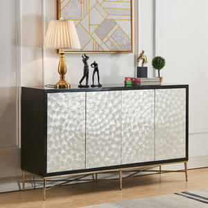 Meuble de rangement latéral multifonctionnel en bois massif de luxe léger, écologique, design moderne, coquille naturelle, entrée, salon - Product Image 1