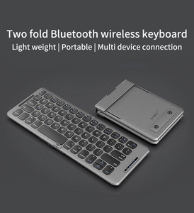 Hỗ trợ điện thoại/máy tính xách tay/<span class=keywords><strong>PC</strong></span> thiết bị kết nối gấp có thể sạc lại Bluetooth mỏng Bàn phím di động không dây màu xám bàn phím - Product Image 2