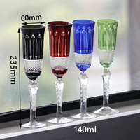 Verres à vin en cristal multicolores, flûte à champagne, verre à boire, fait à la main, sculpté à la main, Edo Kiriko, cadeau de mariage avec boîte