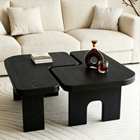 Ensemble de tables basses modulaires en forme de papillon noir, style Wabi-sabi moderne, bois massif, forme irrégulière, créatif, meubles de salon