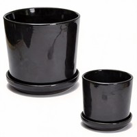 Pot de fleurs moderne en céramique indienne émaillée, durable et écologique, pour décoration de jardin potager, avec plateau