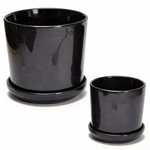 Pot de fleurs moderne en céramique indienne émaillée, durable et écologique, pour décoration de jardin <span class=keywords><strong>potager</strong></span>, avec plateau - Product Image 4