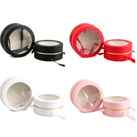 Boîte à fleurs ronde transparente avec ruban, 2 tailles, boîte cadeau cylindrique pour bouquet, mariage, emballage de bonbons