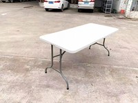 Table à manger rectangulaire en plastique HDPE pour pique-nique en plein air de 6 pieds avec pieds en acier.