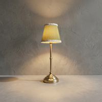 Lámpara de Mesa Inalámbrica para Restaurante o Bar, Recargable, con Pantalla de Tela, Táctil, Regulable, LED, de Latón, para Hotel, Bistro, Comedor o Escritorio