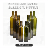 Botella de Vidrio Verde Oliva Cuadrada Pequeña Personalizada con Tapa de Rosca para Almacenamiento y Conservación de Aceite de Oliva