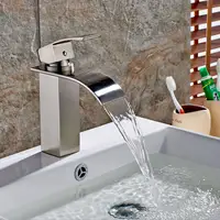 Aantrekkelijke Prijs Nieuw Type Badkamer Enkel Handvat Geborsteld Wastafelmengkraan Kraan Sink Waterval