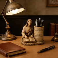 Statuette de Jésus en Résine, Porte-Stylo, Organisateur de Bureau, Figurine Religieuse, Décoration de Table pour la Maison et le Bureau, Cadeau, Vente en Gros