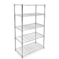 Étagère de rangement en métal chromé robuste à 5 niveaux réglables pour entrepôt, garage, magasin de vêtements, organisateur