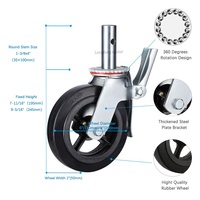 Roues pivotantes robustes en caoutchouc de 6 pouces (150 mm, 200 mm) pour échafaudages industriels avec frein