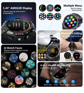 สมาร์ทวอทช์ GPS ระดับไฮเอนด์ หน้าจอ AMOLED HD ขนาด 1.43 นิ้ว กันน้ำ <span class=keywords><strong>3</strong></span> ATM สายซิลิโคน วัดอัตราการเต้นของหัวใจ ความดันโลหิต ออกซิเจนในเลือด ติดตามการนอนหลับ <span class=keywords><strong>7</strong></span> โหมด - Product Image 3