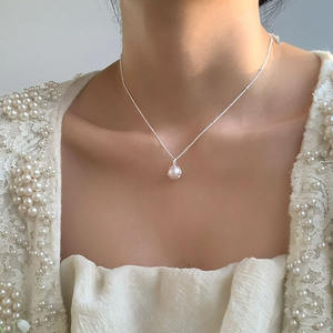 패션 쥬얼리 진짜 진주 펜던트 목걸이 담수 진주 925 스털링 실버 목걸이 여성용 - Product Image 5