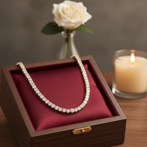 Trendy 14K 18K Solid Gold Lab Created Diamond Tennis <b>Necklace</b> Oval Cut IGI Fine Jewelry for Women - Product Image 4