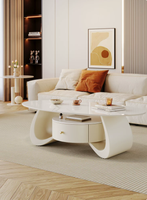Table basse elliptique en roche éclatée, convertible, durable, portable, petite, de luxe, moderne, pour salon