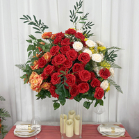 Arrangement de fleurs artificielles de luxe rouge, blanc et jaune de 30 à 70 cm, centre de table de mariage pour la décoration d'événements et de fêtes