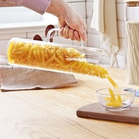 Bocal de Rangement de Cuisine Moderne et Créatif en Verre Borosilicate Fait à la Main pour Spaghetti, Nouilles et Pâtes de 1,5 Litre avec Couvercle et Poignée en Bambou