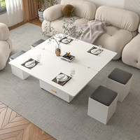 Table basse et table à manger combinées, style nordique moderne, multifonctionnelle, avec plateau relevable, pour petits espaces, avec meuble TV