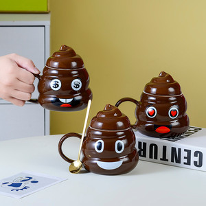Creative Design Funny Shit Shape Ceramic Mug with Lid Custom Ceramic Coffee Cup Mug Wholesale Funny Novelty Water Mugs - Product Image 5