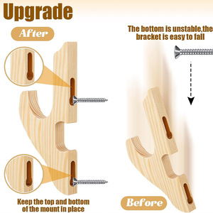 Soporte de pared desmontable de madera de bambú para espadas, ajustable, sin perforaciones, con acabado pulido, para espadas samurái y flautas. - Product Image 4
