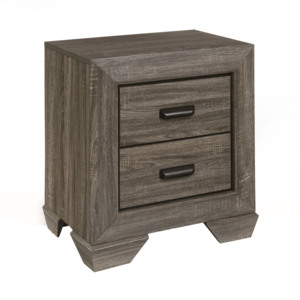 Weathered Grey Grain 2-<b>drawer</b> Nightstand <b>Storage</b> <b>Drawers</b> Bedside Cabinet - Product Image 1
