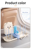 Ensemble de brosses de nettoyage pour biberons avec support de séchage et étui de rangement - Kit de nettoyage portable pour biberons en silicone et PP