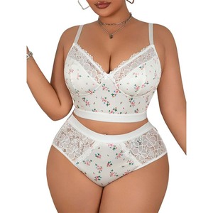 Conjunto de lencería sexy e inocente con estampado floral, estilo francés dulce con encaje. - Product Image 5