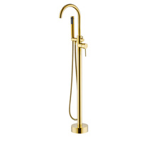 Robinet de baignoire sur pied industriel moderne chromé à poignée unique avec barre coulissante en acier inoxydable SS304 pour salle de bain en céramique