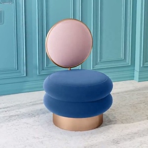 Nordic Light Luxury Makeup Ottoman Chairs <strong>Bedroom</strong> Vanity Table <strong>Stools</strong> Simple Metal Frame Makeup Chairs - Product Image 6