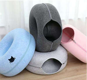 Maison pour chat en feutre moderne et écologique, grande, en forme de donut, anti-griffures, lavable, avec tunnel de jeu détachable, fournitures pour animaux de compagnie, lit pour chat - Product Image 3