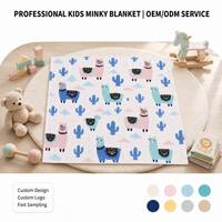 Couverture tricotée en minky à pois imprimée de dessins animés, super douce, prix d'usine, vente chaude pour bébé