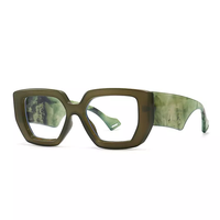 Nouvelles lunettes transparentes surdimensionnées vintage à blocs de couleur, monture épaisse, filtre anti-lumière bleue, montures optiques bicolores pour femme