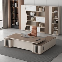 LBZ-171X Bureau de direction avec sous-meuble, style luxe discret, haut de gamme, moderne et épuré, ensemble table et chaise pour directeur général