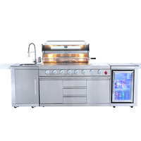 Gril à gaz de style moderne pour les fêtes en plein air Offre Spéciale la cuisine avec réfrigérateur et armoire pour la cuisson au barbecue
