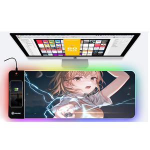 <span class=keywords><strong>Mikoto</strong></span> Misa 15Wเกมขนาดใหญ่โต๊ะคีย์บอร์ดMousepadสําหรับแล็ปท็อปPC RGBขนาดใหญ่HUBไร้สายชาร์จDropshipping - Product Image 2