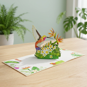 Carte pop-up 3D colibris Vietcraft, best-seller, design personnalisé, artisanat animalier, logo, art papier fait main, impression offset pour la maison - Product Image 4