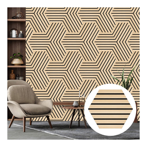 Panneau <span class=keywords><strong>acoustique</strong></span> en bois hexagonal 3D moderne |   Tuiles acoustiques géométriques en placage |   Décoration murale en placage de bois pour bureau - Product Image 4