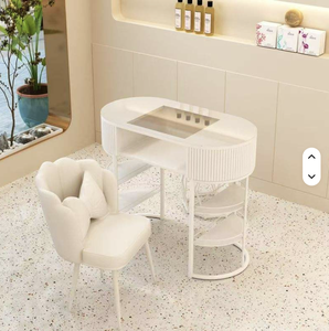 Cream Style Metal Nail <b>Table</b> <b>White</b> Multi-Functional Single Person Full Set Light Luxury Home Minimalist Living Room Eco-Friendly - Product Image 1