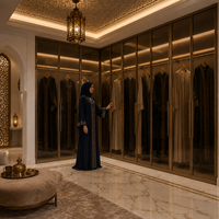 Dressing sur mesure contemporain avec cadre en aluminium, porte vitrée battante, hauteur pleine du sol au plafond, sur mesure pour villa