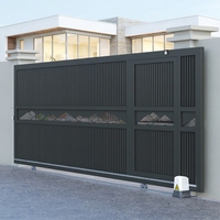 Puerta Corredera Eléctrica Automática de Diseño Rústico en Aleación de Aluminio, Resistente, para Uso en Hospitales, Villas, Industrias y Patios