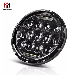 Phare de <span class=keywords><strong>Moto</strong></span> noir 7 "pouces H4 LED pour <span class=keywords><strong>Harley</strong></span> Softail Slim Fat Boy 7 pouces Halo Angel Eye DRL Led phare de <span class=keywords><strong>moto</strong></span> - Product Image 1