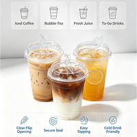 Couvercles en plastique PET semi-ouverts ZFCUP, anti-déversement, durables, pour boissons glacées, compatibles avec les gobelets de 89 mm, 95 mm et 98 mm.